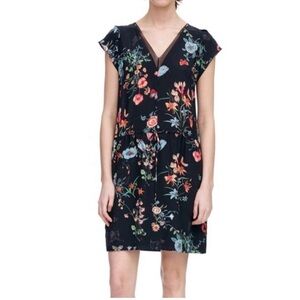 Rebecca Taylor Meadow Floral V-neck Silk Shift Dress Size 0